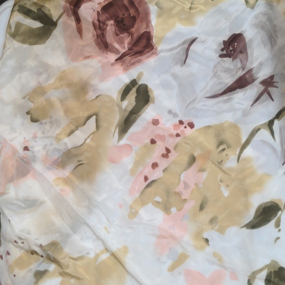 Vintage Georgiou Floral Scarf Olive Mauve Roses 30" Square Cottage Core - Picture 8 of 10